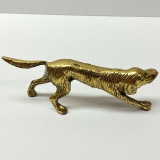 Vintage Brass Hunting Dog Pointer Sculpture Figure 7” Long,  Weighs 11 Oz 3