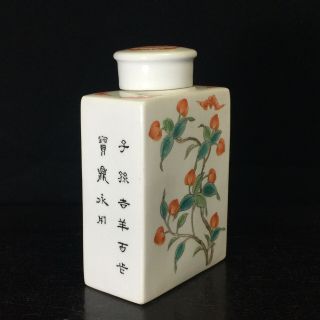 Antique / Vintage Chinese Republic Period Famille Rose Porcelain Tea Caddy 15cm 3