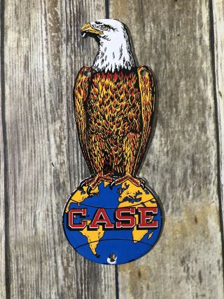 Vintage J.  I Case Eagle Tractor Sales Porcelain Metal Gas & Oil Dealerships Sign
