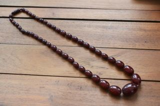 Vintage Cherry Amber Bakelite Necklace Faturan 59 Gr