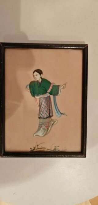 Two Antique Chinese China Painting On Pith Rice Paper,  Lovely Pictures