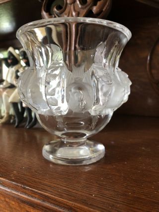 Vintage Lalique Crystal Glass Dampierre Sparrow Birds Bowl Vase