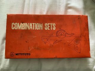Mitutoyo Combination Set 180 - 905 12 " Box W/ Square Center Heads Protractor Vtg