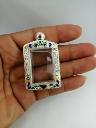 Somdej Case​ 80 Thai Amulet Silver Solid Type Rectangle