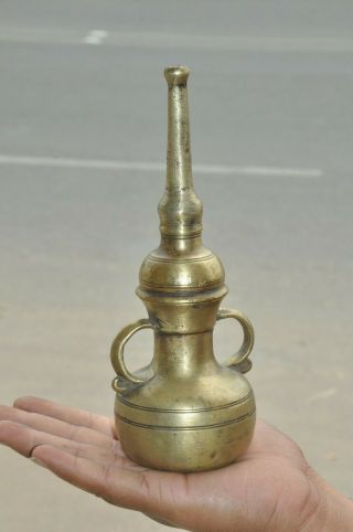 Old Brass Unique Solid Heavy Handcrafted Fine Oil Pot/container,  Patina