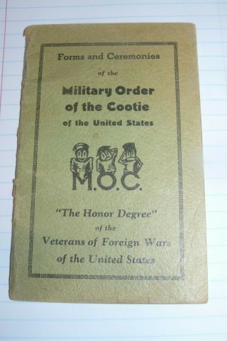 Moc Military Order Of The Cootie 1944 Wwii Veterans Foreign War Book Pamphlet