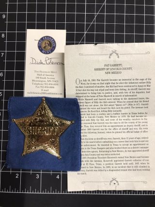 Pat Garrett Lincoln County Sheriff Police Badge Billy The Kid