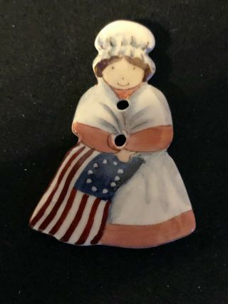 Large Idabelle Handpainted Ceramic Realistic Betsy Ross Button