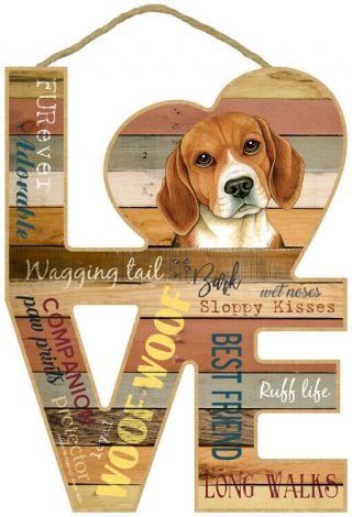 Beagle Love Word Art Wood Cut Out 8 " X11 " Cute Hanging Dog Sign Gift Home L59