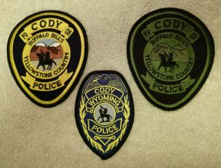 3 Different Cody,  Wyoming Police Patches