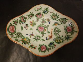 Vintage Antique Chinese Famille Rose Footed Plate Dish