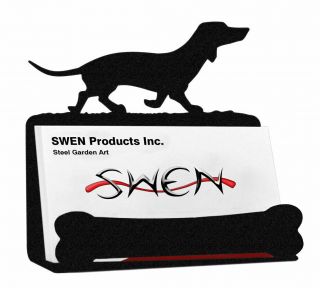 Swen Products Dachshund Dog Black Metal Business Card Holder