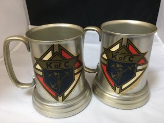 Knights Of Columbus Coffee Mugs Tankards K Of C Vintage Set Of 2