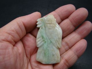 Chinese 19th Century Carved Nature Green Color Jadeite Pendant X2149