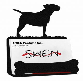 Swen Products Bull Terrier Dog Black Metal Business Card Holder