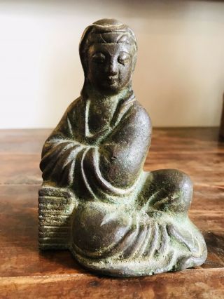 An Antique Chinese Bronze Figure Of Guanyin.  Like Tibetan,  Indian,  Buddha,  Asian