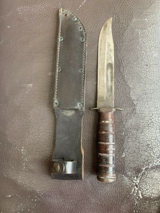 Vintage Vietnam Era Utica Cut Co.  Us Fighting Knife Leather Sheath