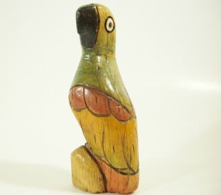 Parrot Hand Carved Painted Balsa Wood Figurine Figure Bird Tropical Parakeet
