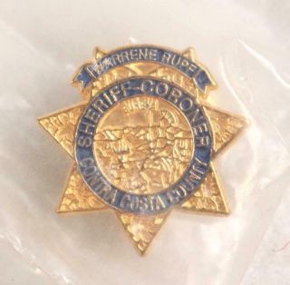 Vintage Sheriff Coroner Conta Costa County,  California Mini Badge Pin,  W.  Rupf