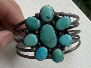 Vintage Sterling Silver / Turquoise Ladies Navajo Cuff Bracelet Stamped “r”