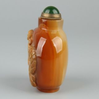 Chinese Exquisite Hand carved Horse and monkey Carving agate snuff bottle 2