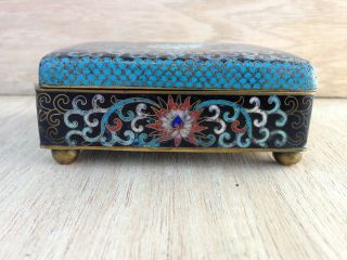 Antique Chinese Cloisonne Enamel On Brass Box Fine Detail