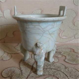 Chinese Antiques Handmade Double Dragon Tripod Censer