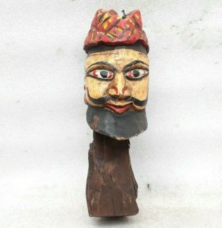 Antique Wooden Hand Crafted Painted Folk Man Puppet Head Bust Figure Statue Mp