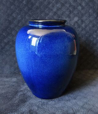 Vintage Japanese Large Blue Flambe Drip Glaze Pottery Vase Jar