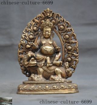Tibet Buddhism Bronze Wealth God Yellow Jambhala Buddha Statue