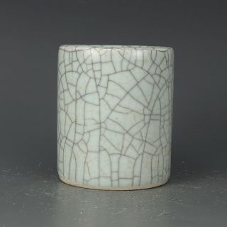 Chinese Old Ge Kiln Crackle Glaze Porcelain Brush Pot