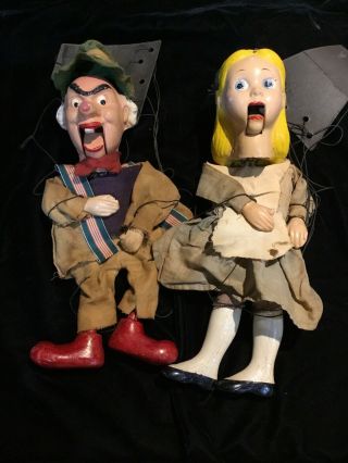 Vintage Alice In Wonderland And The Mad Hatter Marionettes Ca.  1950