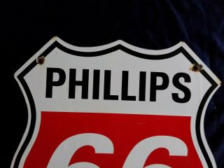VINTAGE PHILLIPS 66 GASOLINE / MOTOR OIL PORCELAIN GAS PUMP SIGN 3