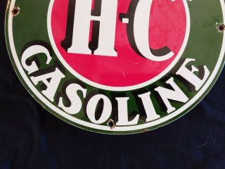 VINTAGE SINCLAIR ' H - C ' GASOLINE / MOTOR OIL PORCELAIN GAS PUMP SIGN 2