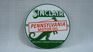 Vintage Sinclair Porcelain Sign Gas Motor Oil Can Station Pump Dino Ad Gasoline