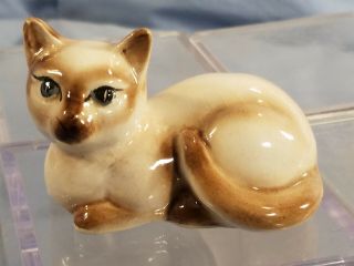 Vintage Chocolate Point Siamese Kitty Cat Ceramic Figure Figurine