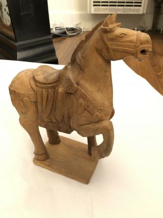 Antique Chinese Carved Wooden Horse - Large