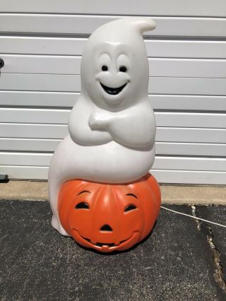Vintage 36 " Empire Happy Ghost & Pumpkin Halloween Blow Mold Plastic Outdoor
