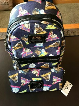 Disney Parks Star Wars Hans Solo,  Chewie,  Mil Falcon Mini Backpack & Wallet