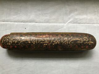 A Lovely 19th Century Persian,  Qajar Papier - mache Lacquer Pen Box. 2