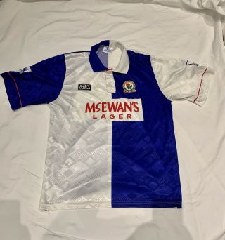 Geniune Blackburn Rovers Home Shirt 1992/1993/1994 Vintage Football Shirt Size L