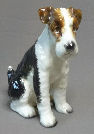 Vintage Wire Hair Fox Terrier Dog Figurine Sitting Napco Japan 3 7/8 " Tall