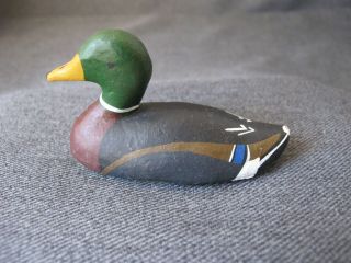 Vintage Hand Painted Cast Iron Mallard Duck Decoy Miniature Figurine 2
