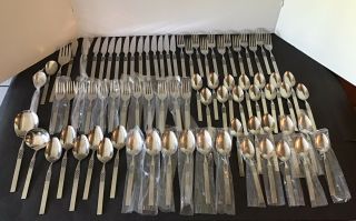 Vtg Oxford Hall 1974 Florentine Window Stainless Flatware 79 Pc.  Service For 12