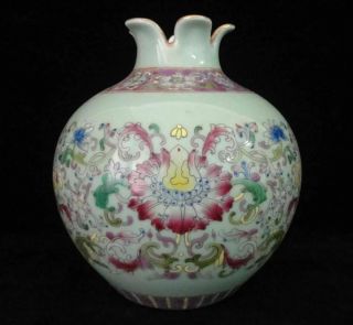 Old Chinese Hand Painting Flowers " Doucai " Porcelain Flower Vase " Qianlong " Mark