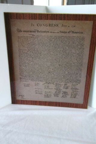 Declaration Of Independence Plaque By John Hancock Mutual Life Ins.  Co.  16 " X 22 "