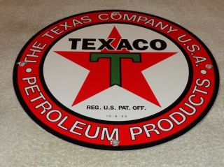 Vintage Texaco Petroleum Products 11 3/4 " Porcelain Metal Gasoline & Oil Sign 33