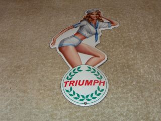 VINTAGE TRIUMPH MOTORCYCLE PIN UP MODEL 8 