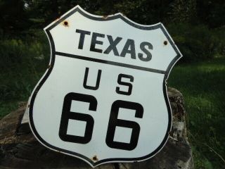 1950s Vintage Old U.  S.  State Of Texas Route 66 Porcelain Road Sign Highway Sign