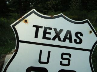 1950S VINTAGE OLD U.  S.  STATE OF TEXAS ROUTE 66 PORCELAIN ROAD SIGN HIGHWAY SIGN 2